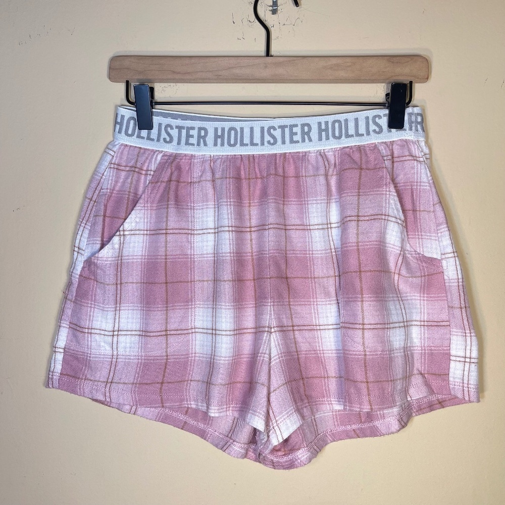 pink flannel hollister shorts